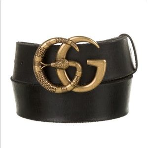 GUCCI Calfskin Snake Logo GG Belt - XXS